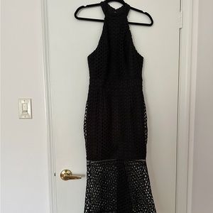 High Neck Black Lace Dress